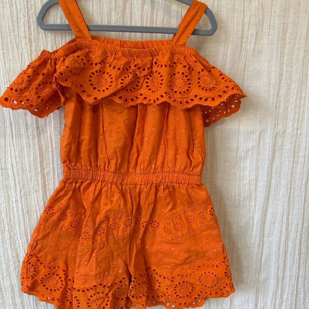 Monsoon Orange Eyelet Kids Romper